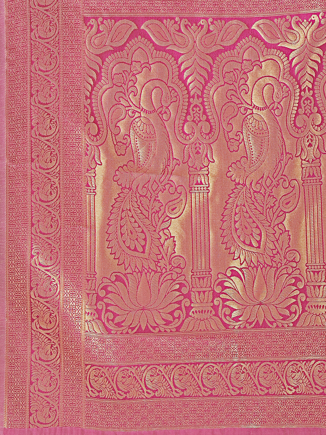 Shree Shyam Fashion Banarasi Silk Cream & Magenta Saree | Grocsy