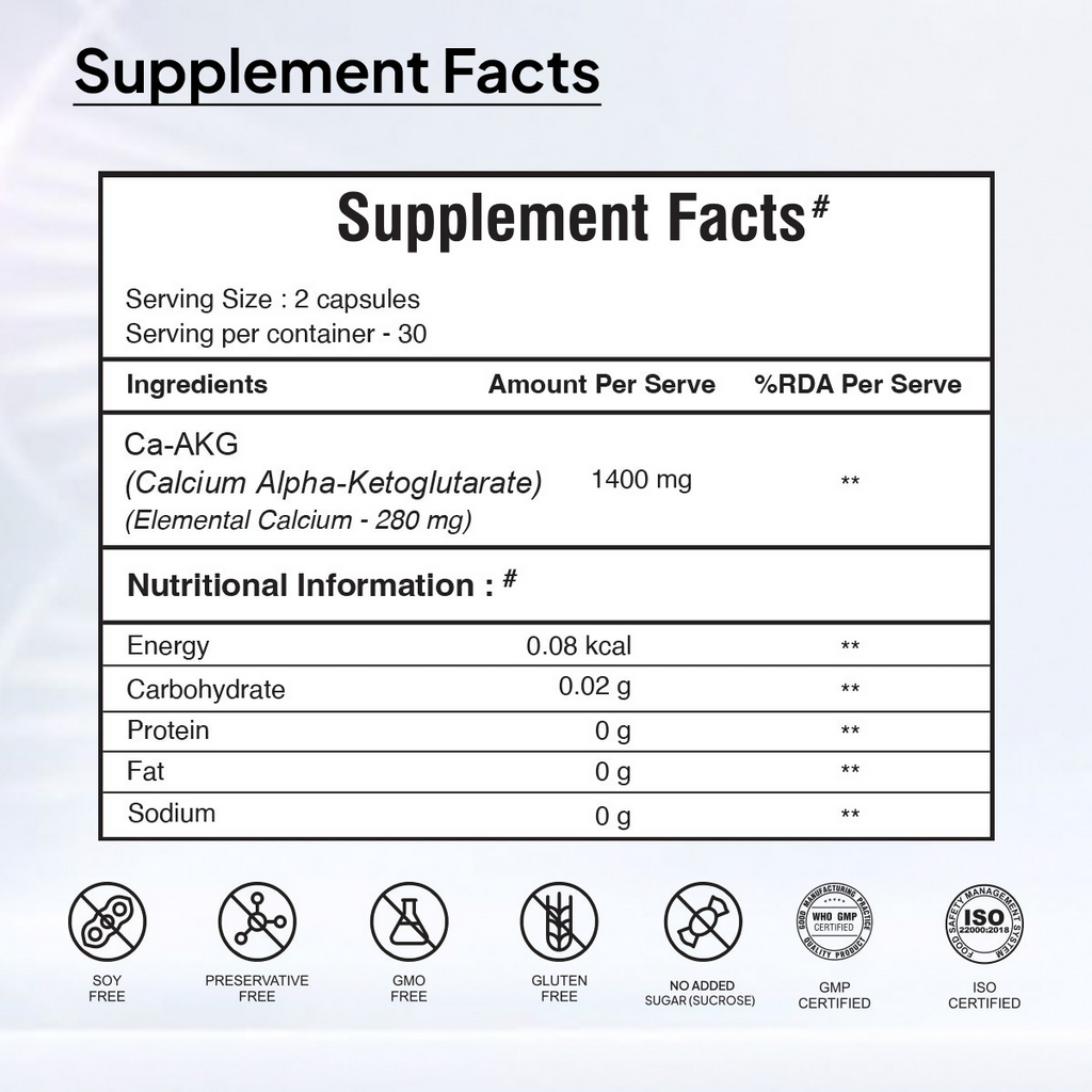 Miduty by Palak Notes Calcium Alpha-Ketoglutarate (AKG) Capsules | Grocsy