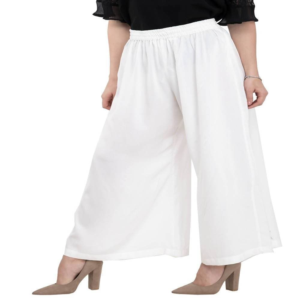 Lagi Women's White Solid Palazzo (PLZ04F) | Grocsy