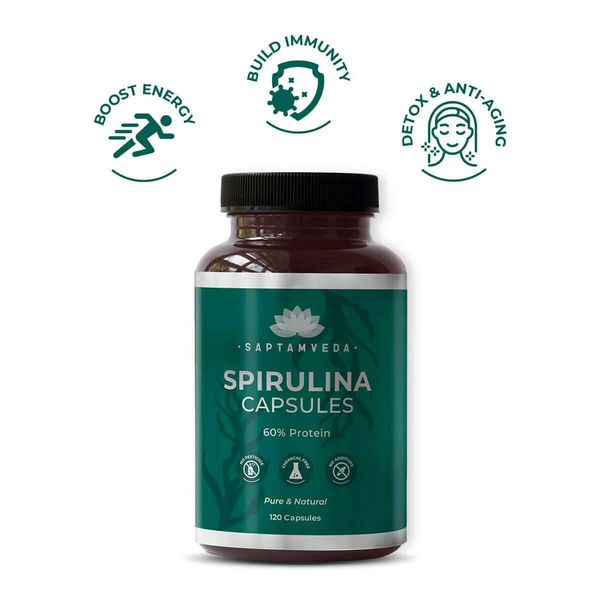 Saptamveda Spirulina Capsules | Grocsy