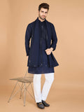Vastranavya Navy Blue Exclusive Festival Wear Viscose Silk Thread with Sequence Embroidered Work Kurta with Dupatta | Grocsy