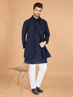 Vastranavya Navy Blue Exclusive Festival Wear Viscose Silk Thread with Sequence Embroidered Work Kurta with Dupatta | Grocsy