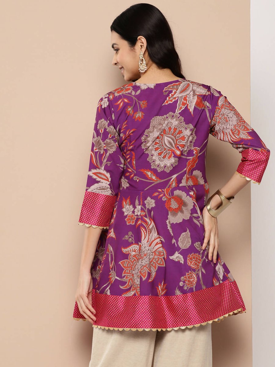 Ahalyaa Women's Traditional wear Tunic - Purple | Grocsy