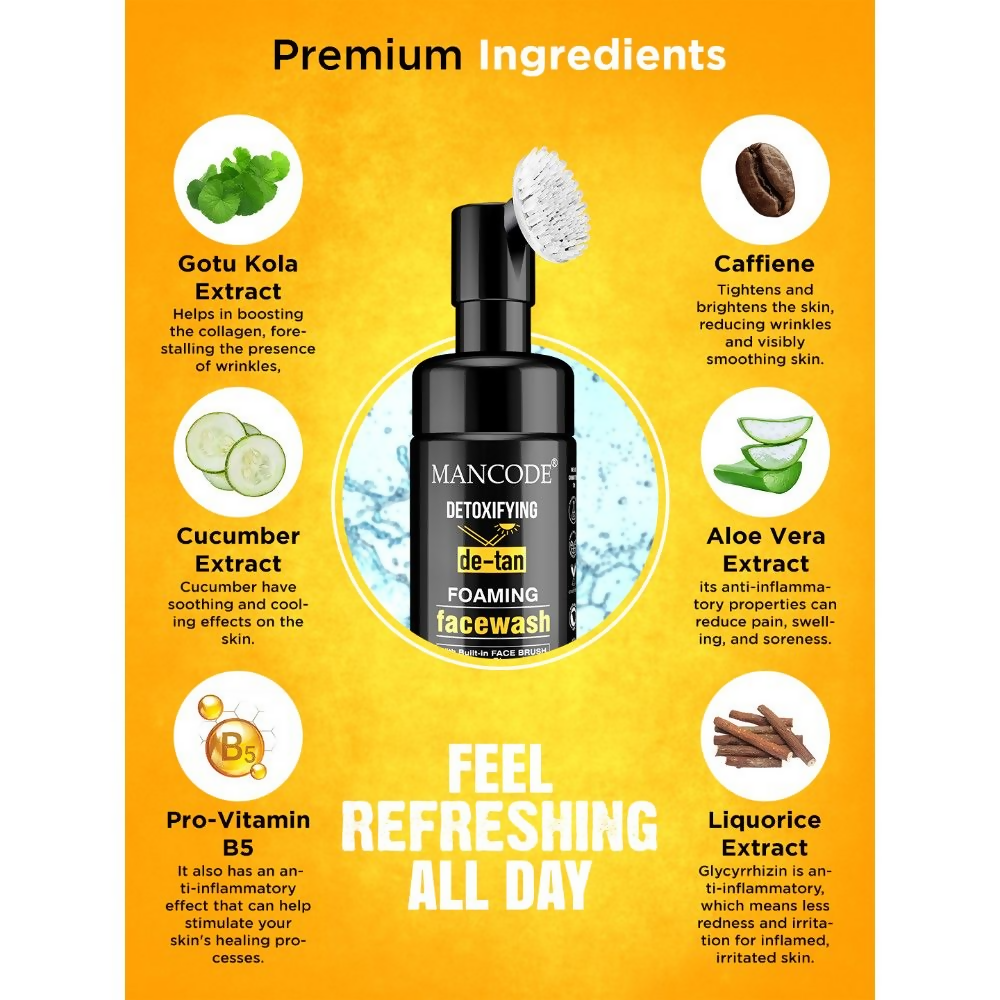 Mancode Detoxifying De Tan Foaming Face Wash | Grocsy