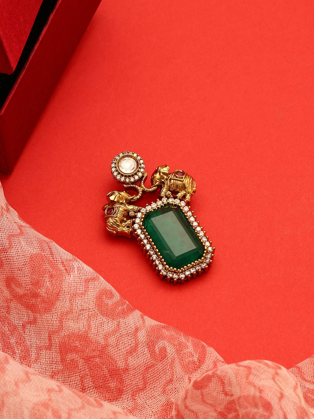 Ruby Raang Regal Green Brooch | Grocsy
