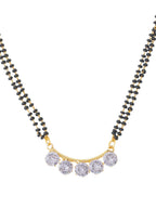 NVR Women Ethnic Gold-Polished Beaded Mangalsutra With Ad Stone | Grocsy