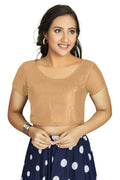 Aastha Fashion Women's Beige Art Silk Designer Festive Wear Readymade Blouse | Grocsy