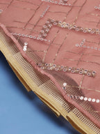 House of Panchhi Peach Net Sequinse Embroidered Lehenga & Blouse with Dupatta | Grocsy