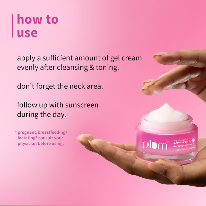 Plum Bulgarian Rose And 1% Hyaluronic Acid Dew-It-Light Gel Cream | Grocsy