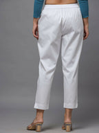 Juniper Women's White Solid Straight Slim Pant | Grocsy