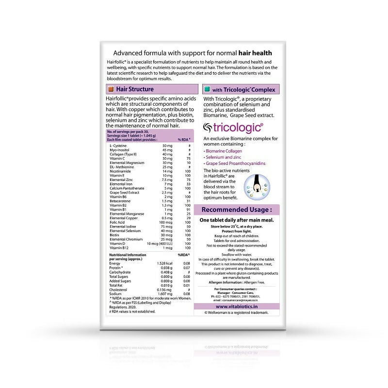 Wellwoman Hairfollic Tablets | Grocsy