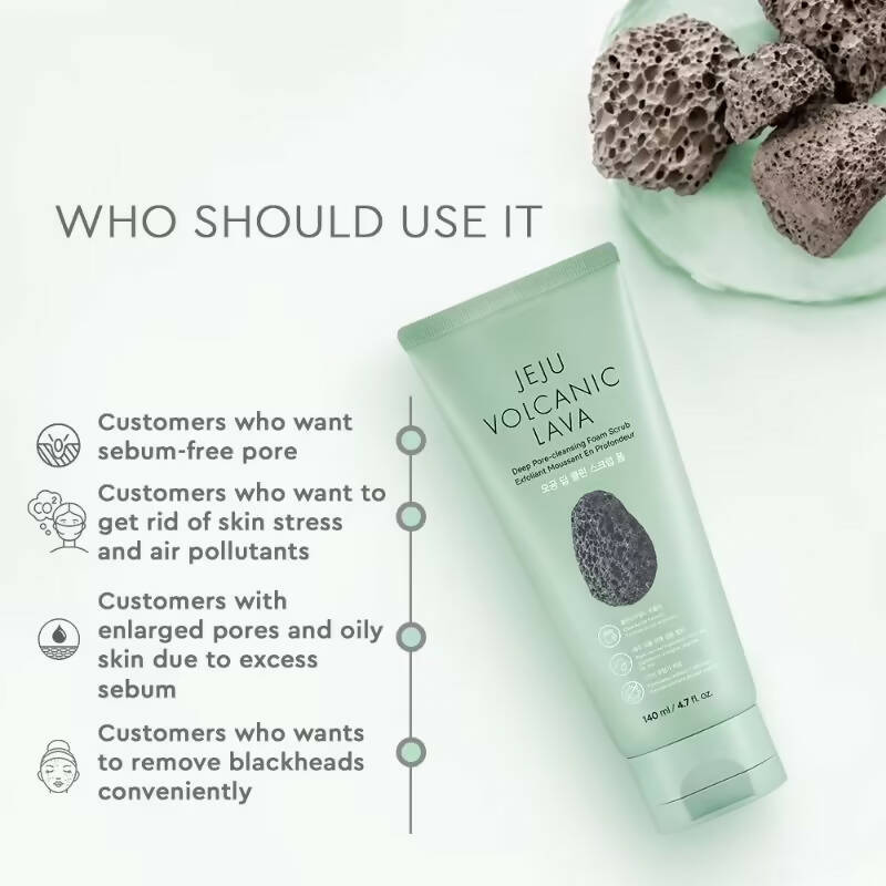 The Face Shop Jeju Volcanic Lava Scrub Foam - Korean Skincare | Grocsy