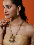 Gold-Polished Pink White Stones-Studded Beaded Jewellery Set - Ruby Raang | Grocsy