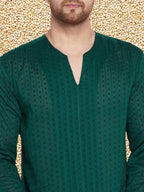 Even Apparels Men's Pure Cotton Green Kurta | Grocsy
