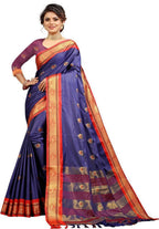 DEIANA'S Beautiful Designer Golden zari Soft Lichi Silk Saree - Purple | Grocsy
