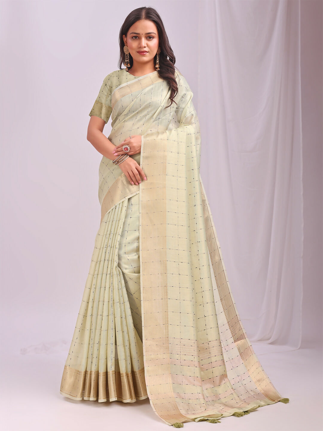 Shree Shyam Fashion Organza Light Green Saree | Grocsy