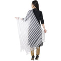 A R Silk Moti Luv Luv Stripe Regular Dupatta White Color Dupatta or Chunni | Grocsy