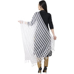 A R Silk Moti Luv Luv Stripe Regular Dupatta White Color Dupatta or Chunni | Grocsy