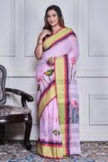 Morchari Multicolour Cotton Handloom Mirror Work Saree Unstitched Blouse | Grocsy