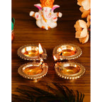 eCraftIndia Set of 4 Handcrafted Brass Diyas | Grocsy
