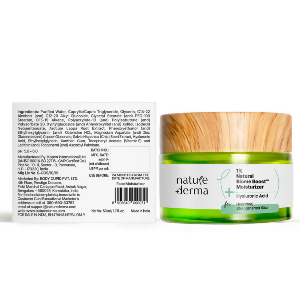 Nature Derma 1% Natural Biome-Boost Moisturizer With Hyaluronic Acid | Grocsy