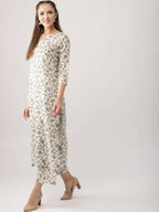 Vamika Cream Printed Cotton Party/Casual Wear Kurta Set/Suit | Grocsy