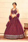 Purple Faux Georgette Sequence work Lehenga Choli with Dupatta - Dhvani | Grocsy
