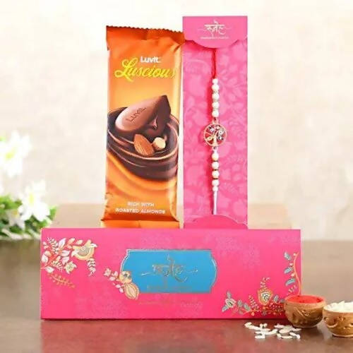 Evil Eye Rakhi & LuvIt Roasted Almonds Chocolate | Grocsy