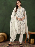 Sangria Embroidered Kurta & Trouser With Dupatta | Grocsy