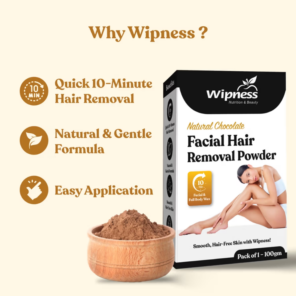 Wipness Natural Chocolate Facial Hair Removal Powder | Grocsy