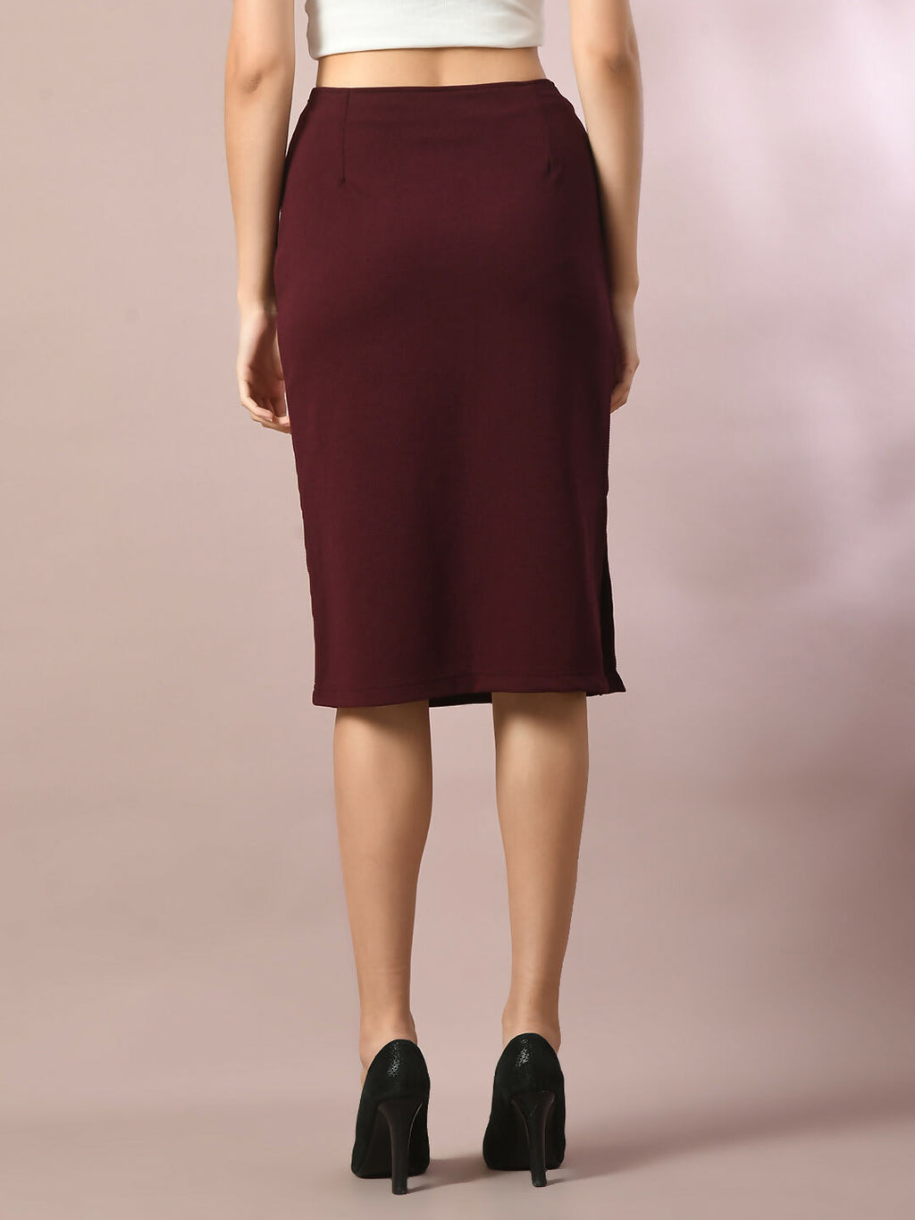 Myshka Women's Brown Solid Knee Length Party Embellished Skirts | Grocsy