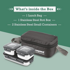 Nayasa Eco Duplex 3 Stainless Steel Office Lunch Box Set with Soft Insulated Bag | Grocsy