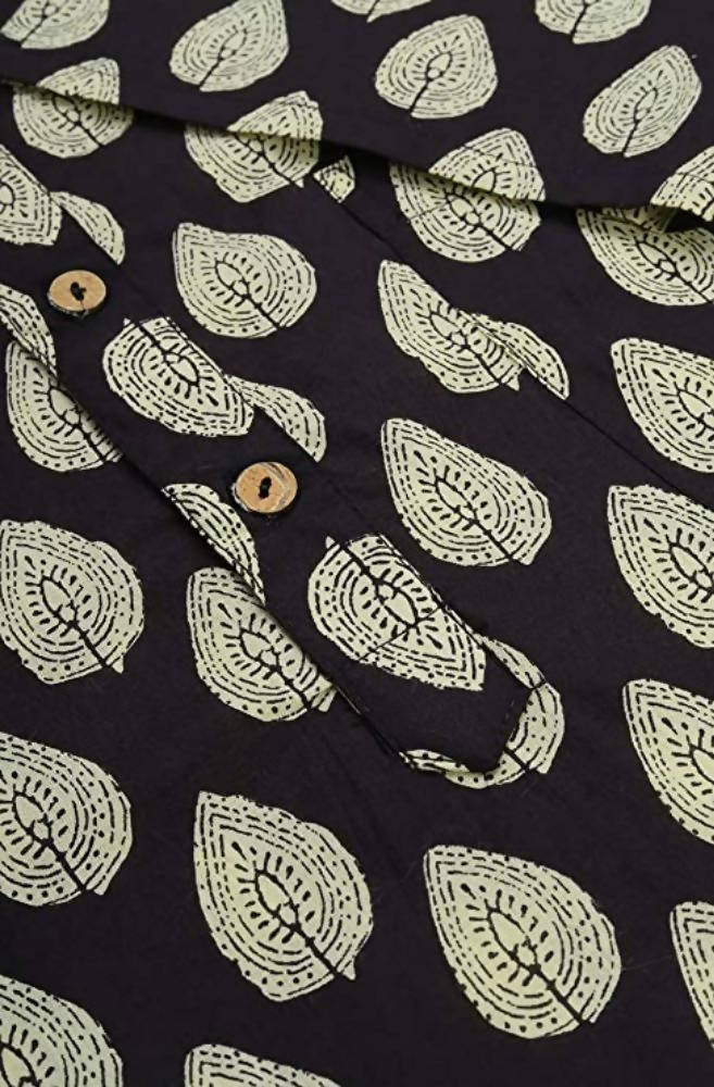 Janasya Men's Black Cotton Kurta | Grocsy