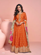 Anaita Yellow Embroidered Silk Anarkali Suits | Grocsy