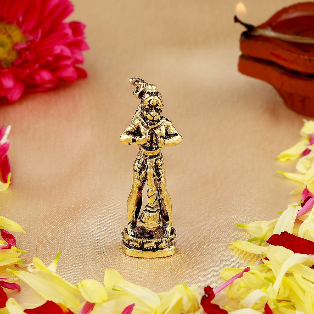 Estele Gold-Polished Hanumanji's showing Lord Rama in his Heart in standing position Idol for Home/Car Décor | Grocsy