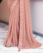 Peach Georgette Swaroski Work Saree With Unstitched Blouse Piece - Juhi | Grocsy