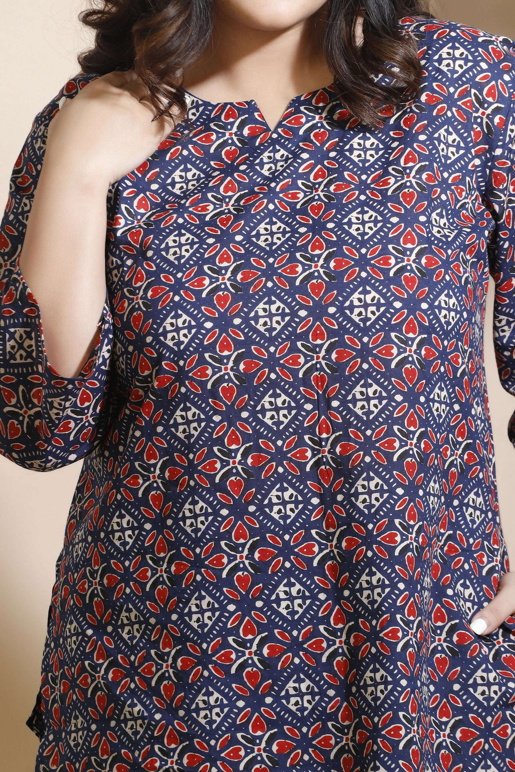 Breathables Geometric Cotton Co-Ord Set – Blue | Grocsy