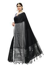 Vamika Black Cotton Silk Weaving Saree (Twitter Black) | Grocsy