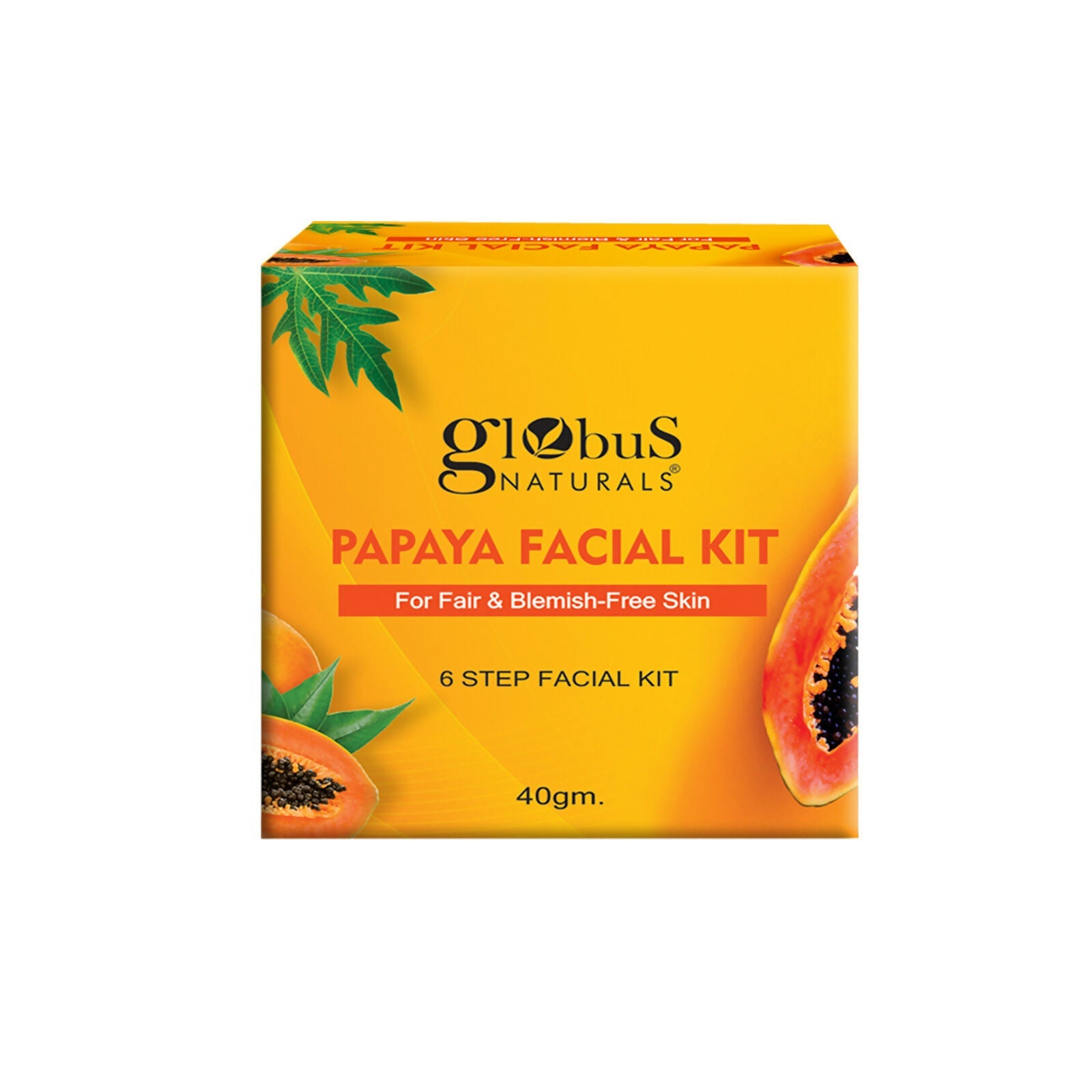 Globus Naturals Papaya Facial Kit For Blemish Free Skin & Anti-Pigmentation, 6 Steps | Grocsy