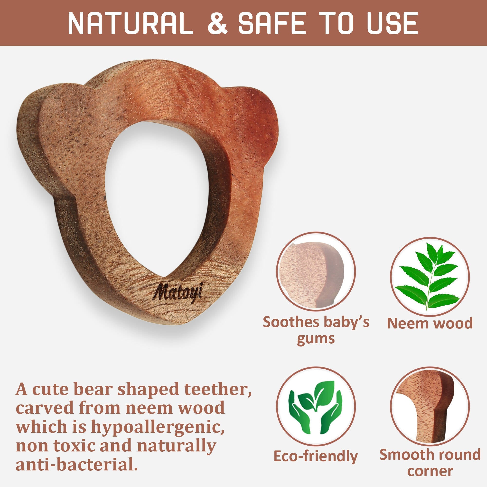 Matoyi 3 Wooden Baby Rattles For Kids | Grocsy