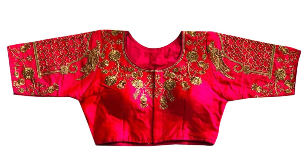 Vamika Beautiful Pink Banglori Silk Embroidery Blouse | Grocsy