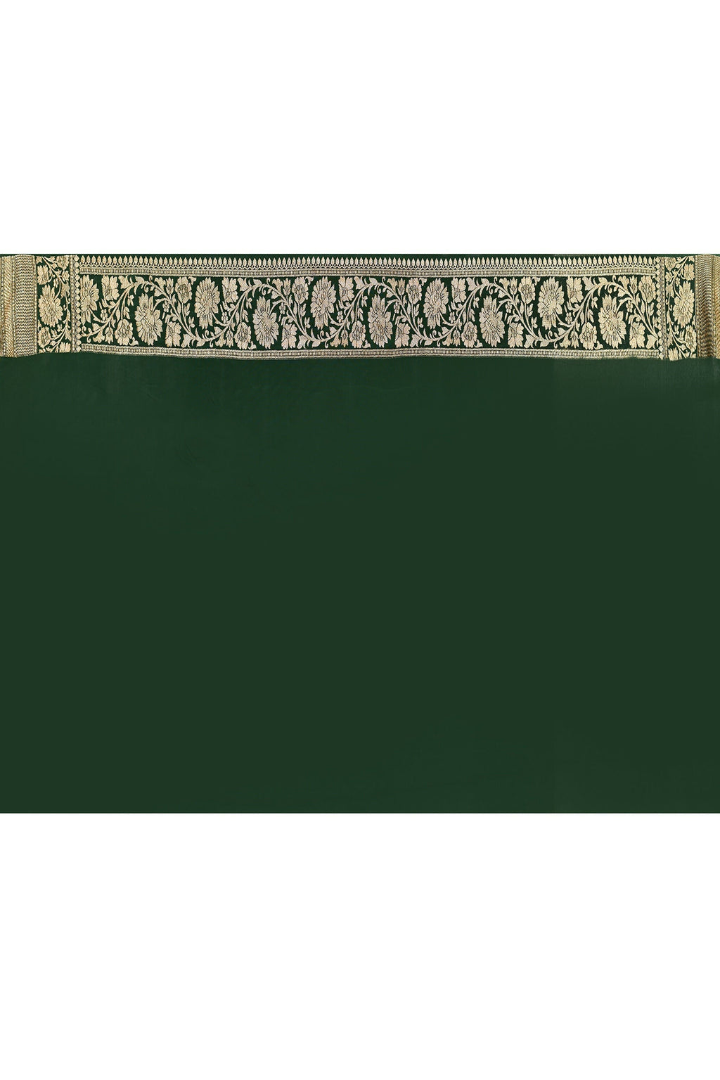 Joban Fashion Emerald Green Crepe Chiffon Pure Handloom Banarasi Silk Saree | Grocsy