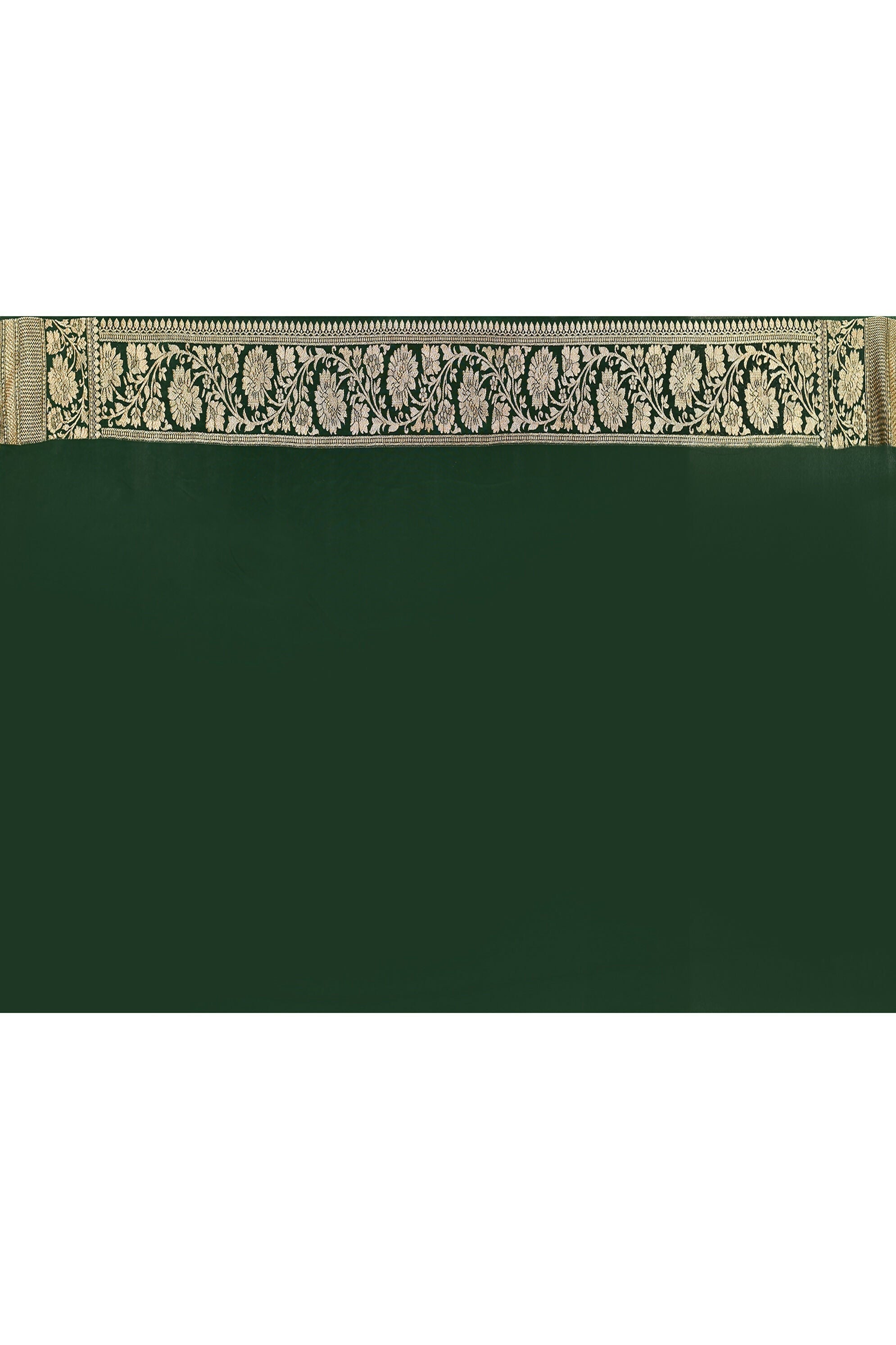 Joban Fashion Emerald Green Crepe Chiffon Pure Handloom Banarasi Silk Saree | Grocsy