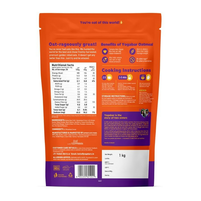 Yoga Bar Oatmeal No Added Sugar | Grocsy
