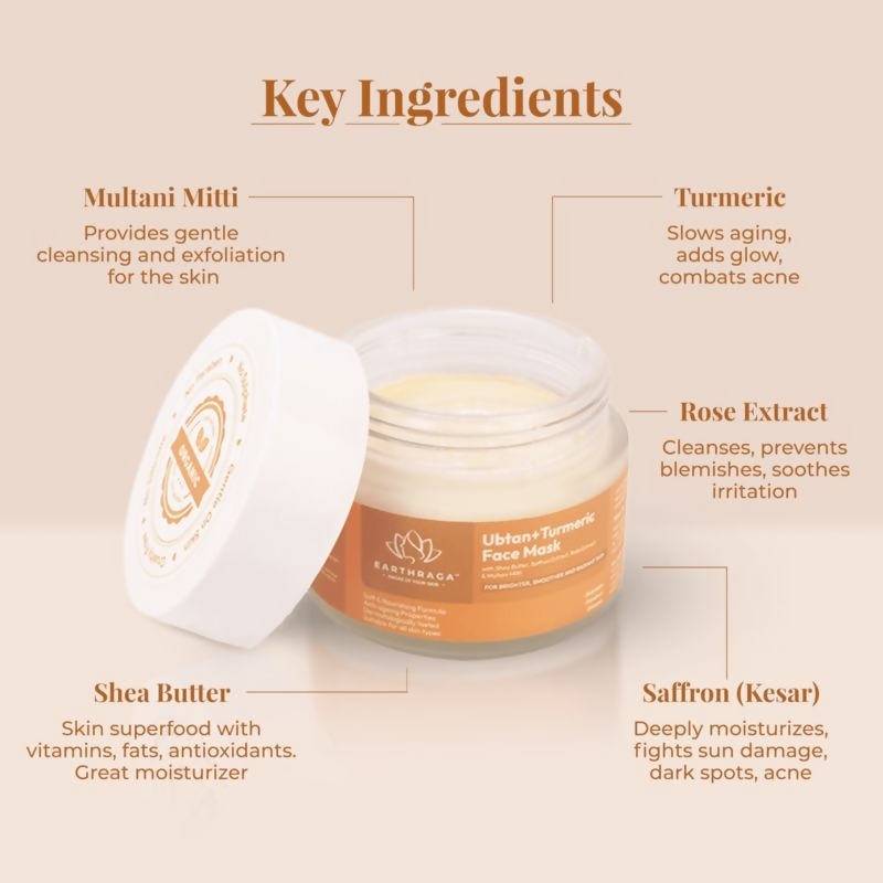 Earthraga Ubtan And Turmeric Face Mask | Grocsy