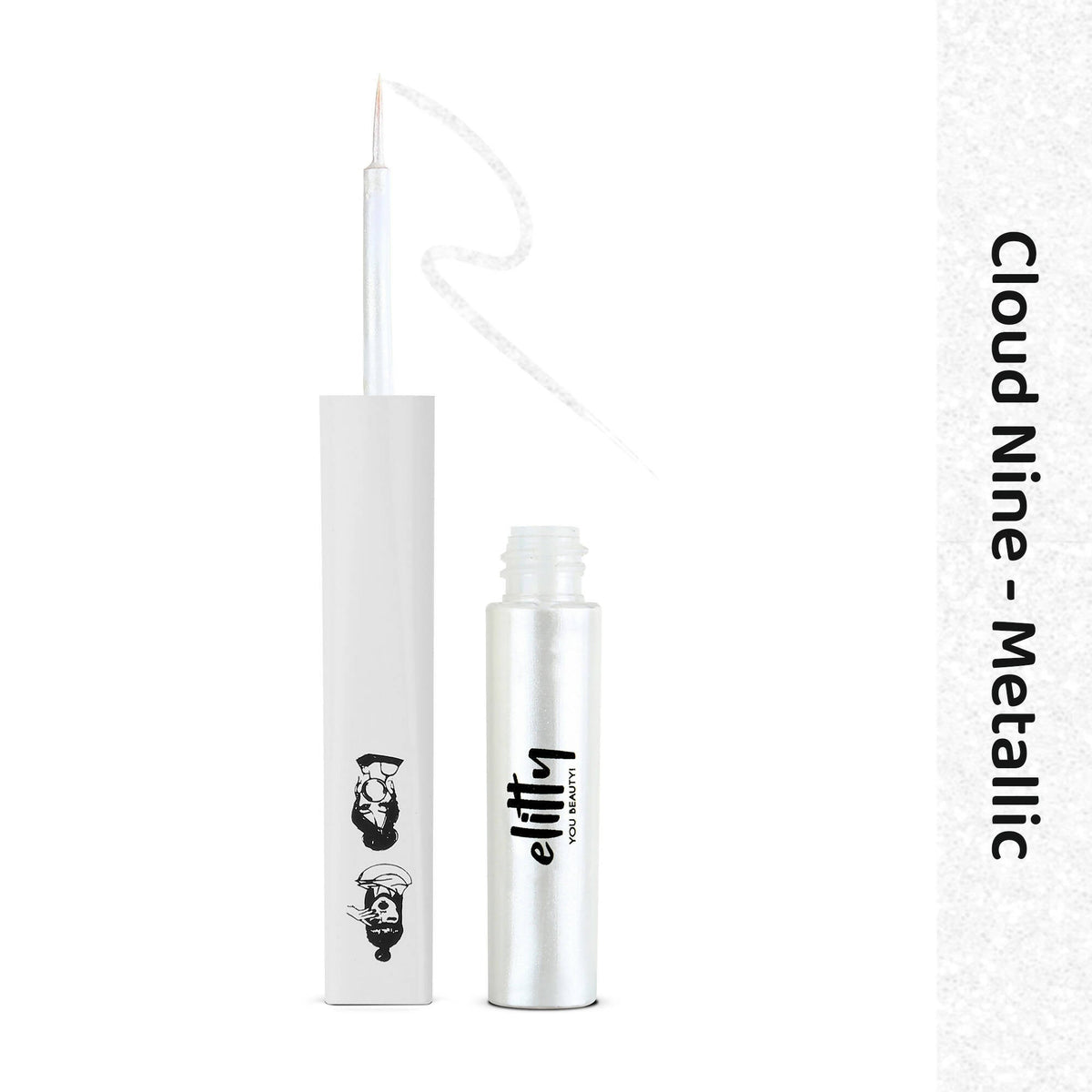 Elitty White Pop Color Metallic Finish Liquid Eyeliner - Cloud Nine (White) | Grocsy