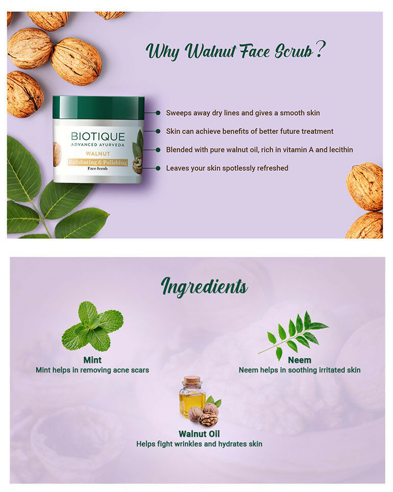 Biotique Bio Walnut Exfoliating & Polishing Scrub | Grocsy