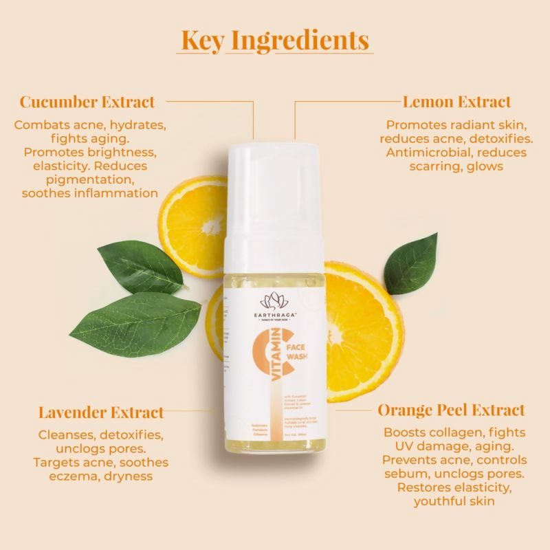 Earthraga Vitamin C Foaming Face Wash | Grocsy