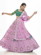 Myra Lilac Georgette Embroidered Designer Lehenga | Grocsy