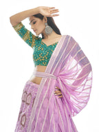 Myra Lilac Georgette Embroidered Designer Lehenga | Grocsy